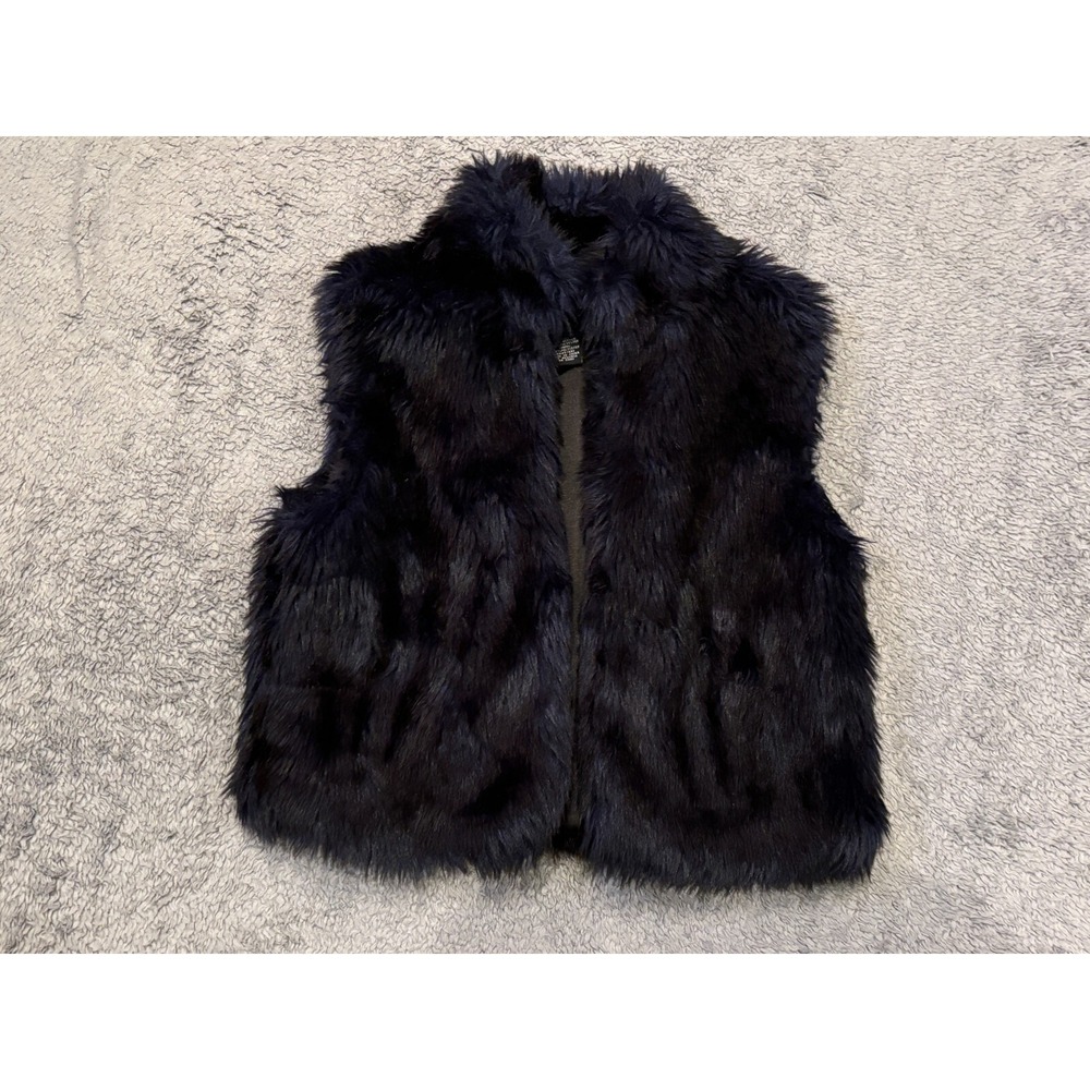 Daytrip Vest Womens Small Blue Faux Fur Animal Casual Boho Hippie 70s